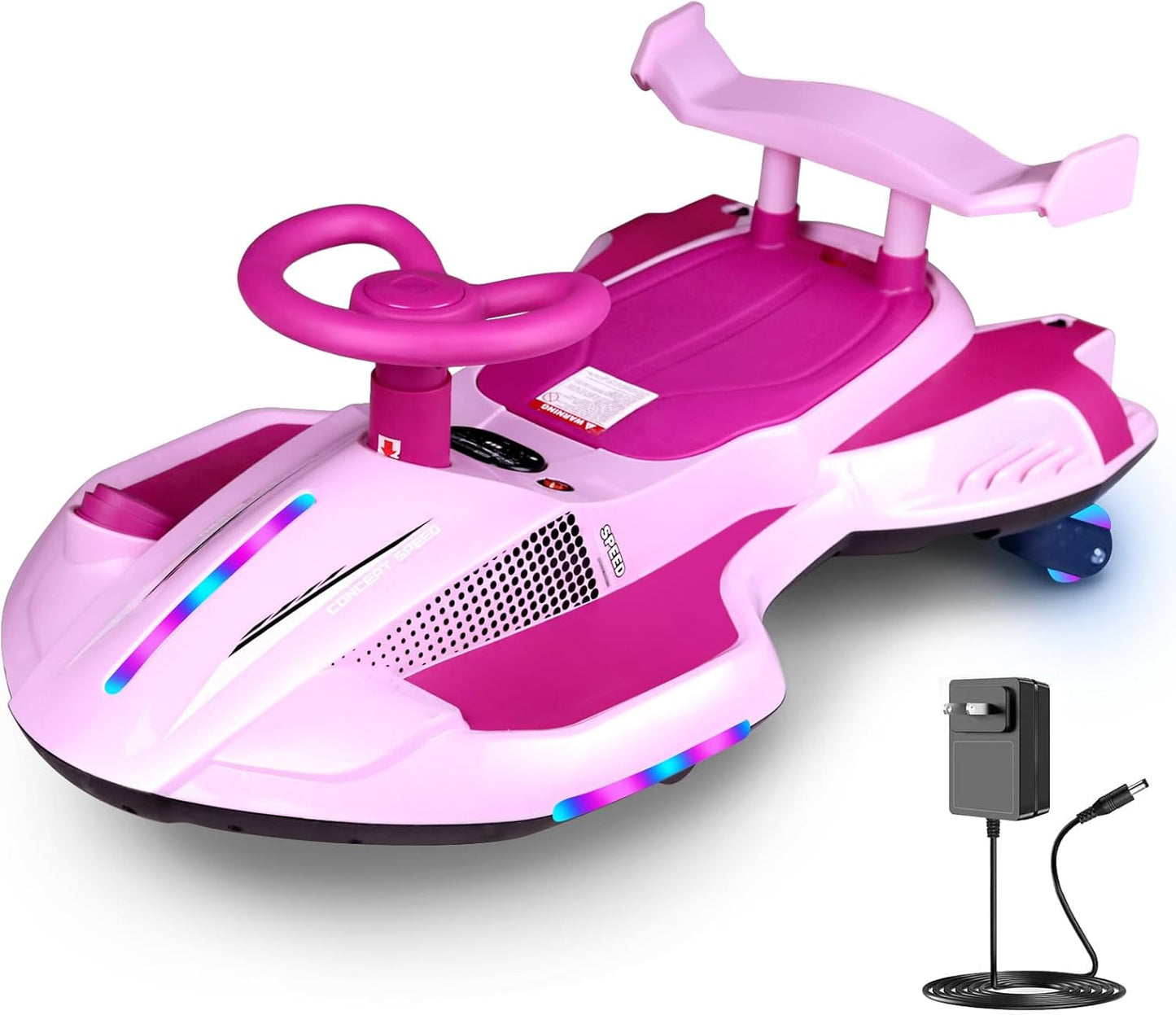 12V Electric Swing Car | Drift Kart with Bluetooth & LED Wheels 🏎️
