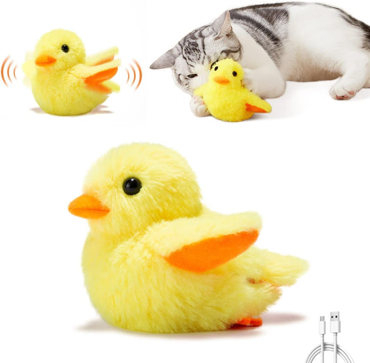 Potaroma Cat Toys Rechargeable Flapping Bird Sparrow, Lifelike Chirp Tweet, Touch Activated Kitten Toy Interactive Cat Exercise Toys for All Breeds Cat Kicker Catnip Toys 4.0 Inches