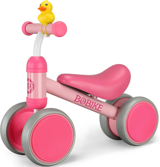 Baby Balance Bike Toys for 12-36 Months Kids Toy Boy Girls Gifts Toddler Best First Birthday Gift Children Walker No Pedal Infant 4 Wheels Bicycle (Pink)