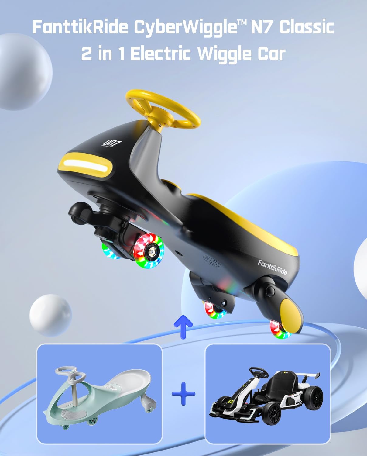 🎉Grand Opening – 50% Off!⏰️ N7 Classic Electric Wiggle Car with Pedal, Rechargeable Battery, Ride on Toys, Swing Car, 2 Speeds, Anti-Rollover, Flashing Light Wheels, Bluetooth, for Ages 3 and Up, 150 Lbs, Pink