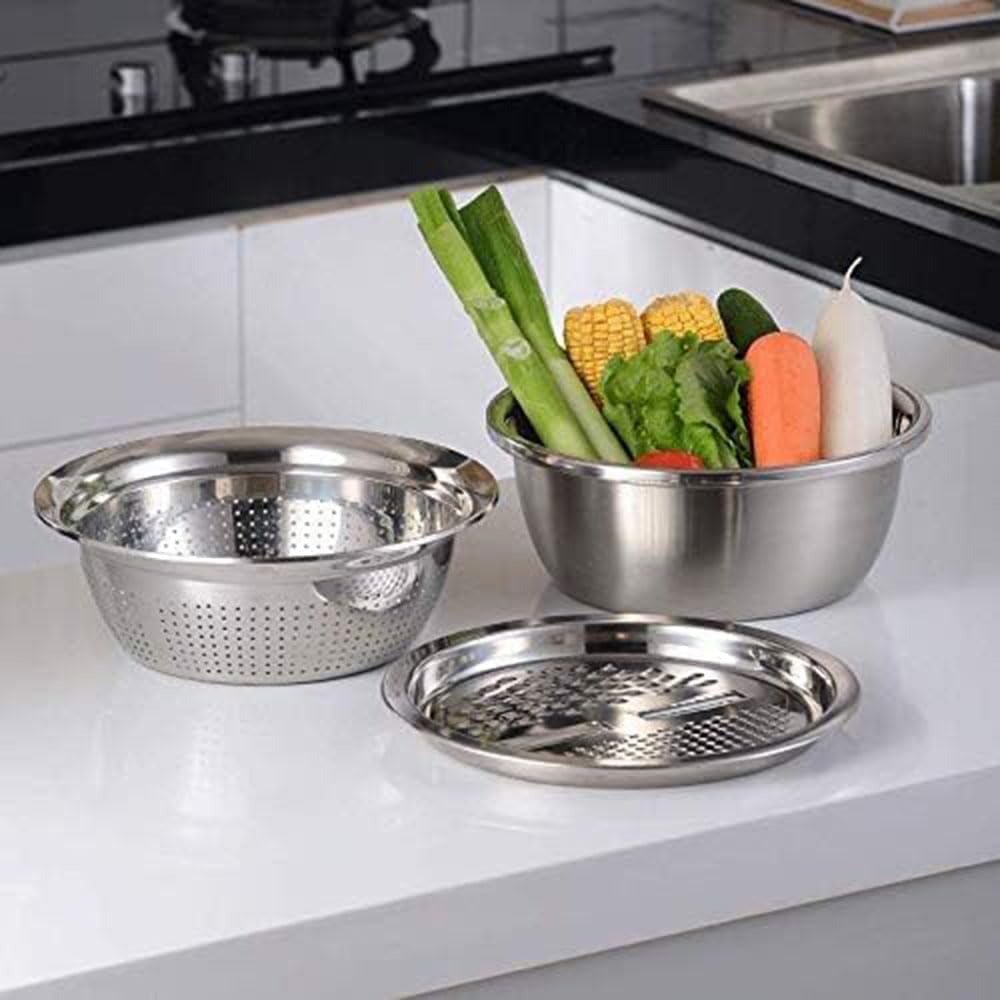 3-in-1 Multifunctional Stainless Steel Slicer – Grater, Chopper, & Julienne Slicer for Easy Meal Prep 🍏🍝🍕
