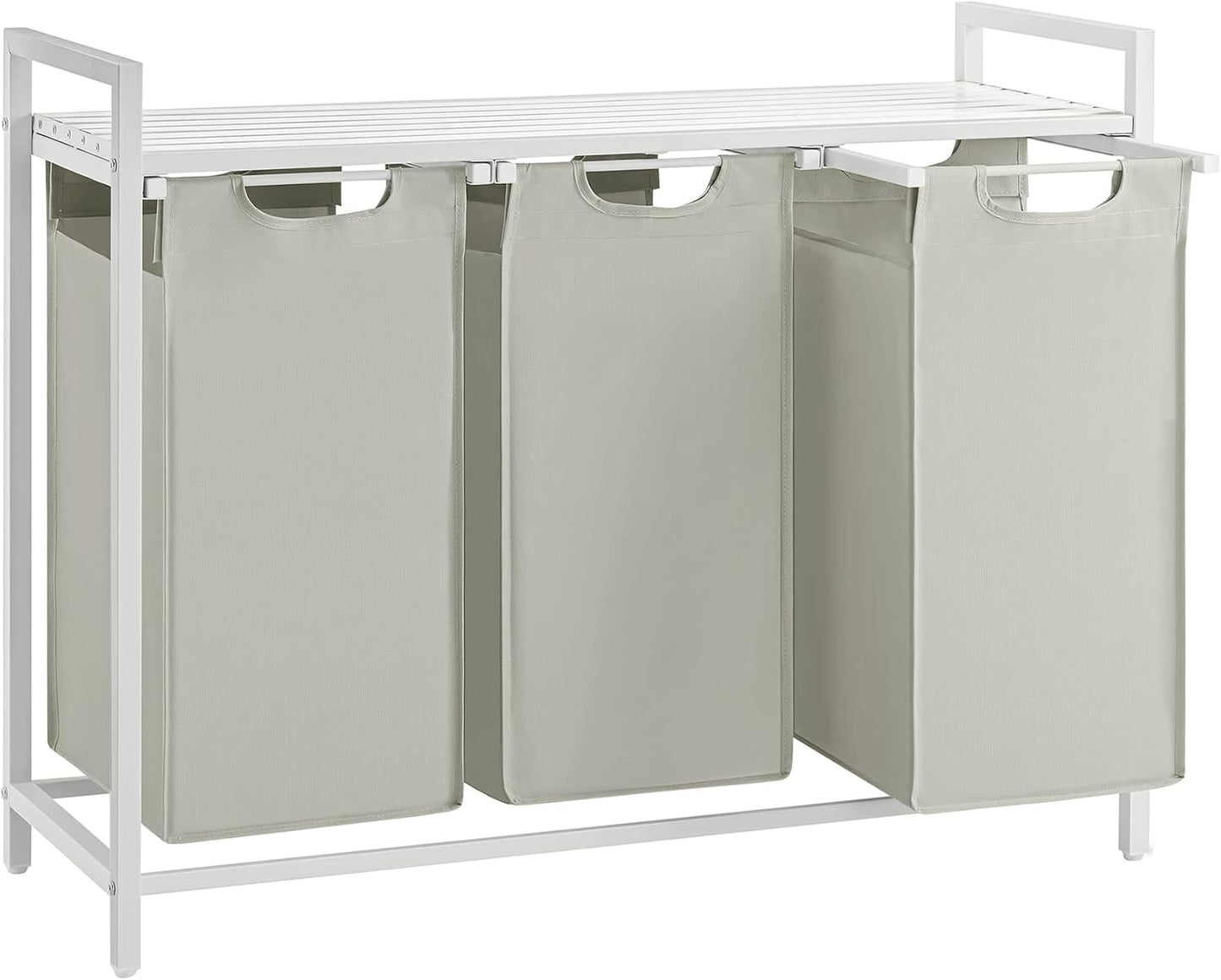2-Compartment Laundry Hamper with Shelf - 92L Large Capacity Sorter with Removable Bags