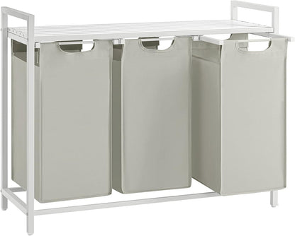 2-Compartment Laundry Hamper with Shelf - 92L Large Capacity Sorter with Removable Bags