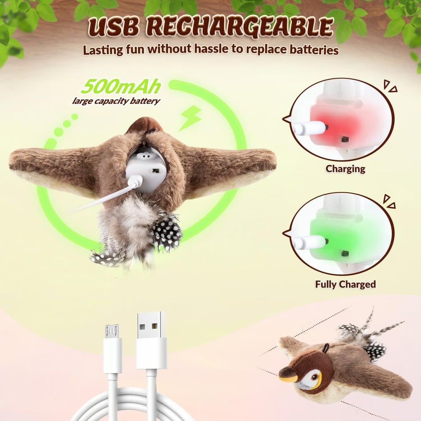 🔥Hot Sale 49% OFF - 🐾Interactive Chirping Bird Cat Toy