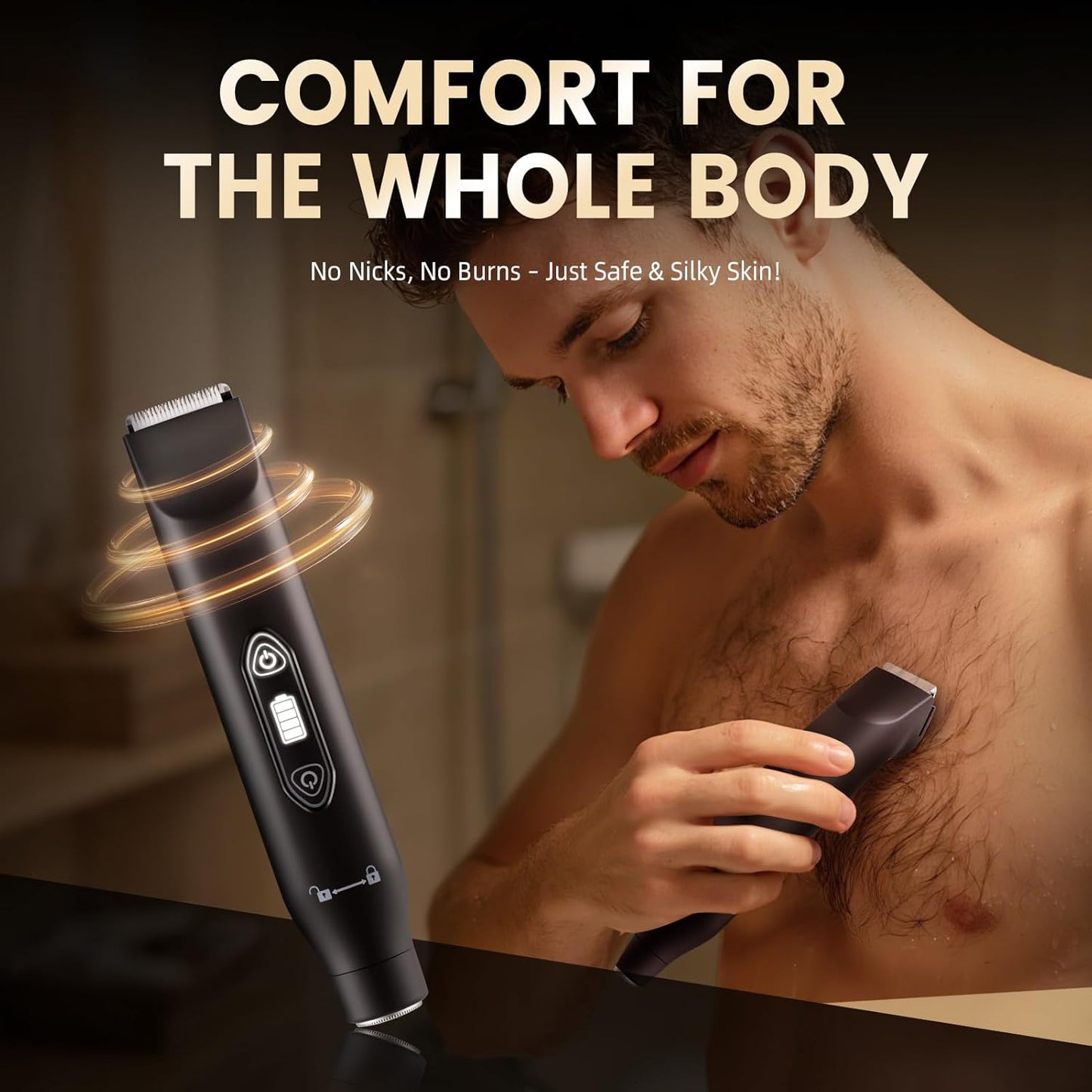 一页Electric Groin Hair Trimmer ,Nose Hair Trimmer, Dual Heads Waterproof Ball Pubic Shaver for Male and Female,Replaceable Ceramic Blade Heads, Wet/Dry Body Razor,Husband Gift