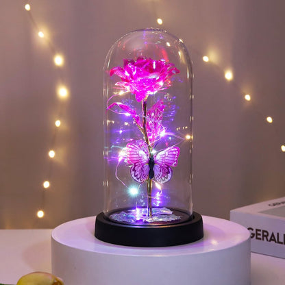 🔥Hot Sale 49%OFF - Eternal Butterfly Rose Glass Dome Display with LED Light Creative Gift