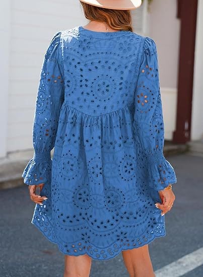 A Line Hollow Out Lace Ruffle Party Dresses (Buy 2 Free Shipping)