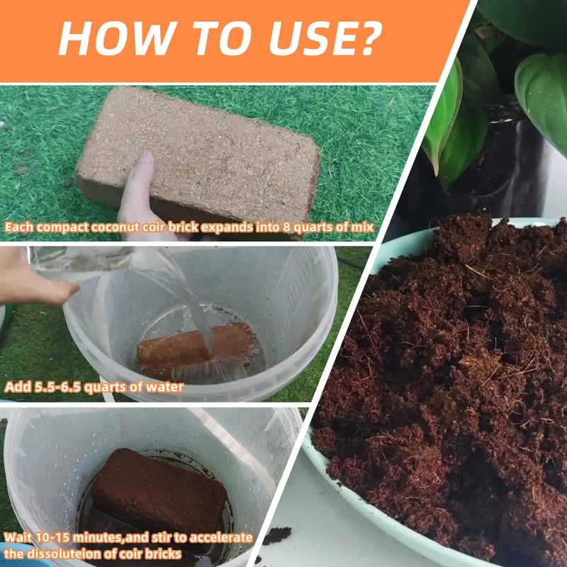 🥥2026  Premium Organic Coconut Coir Bricks for Plants (Collected from Pacific island countries)