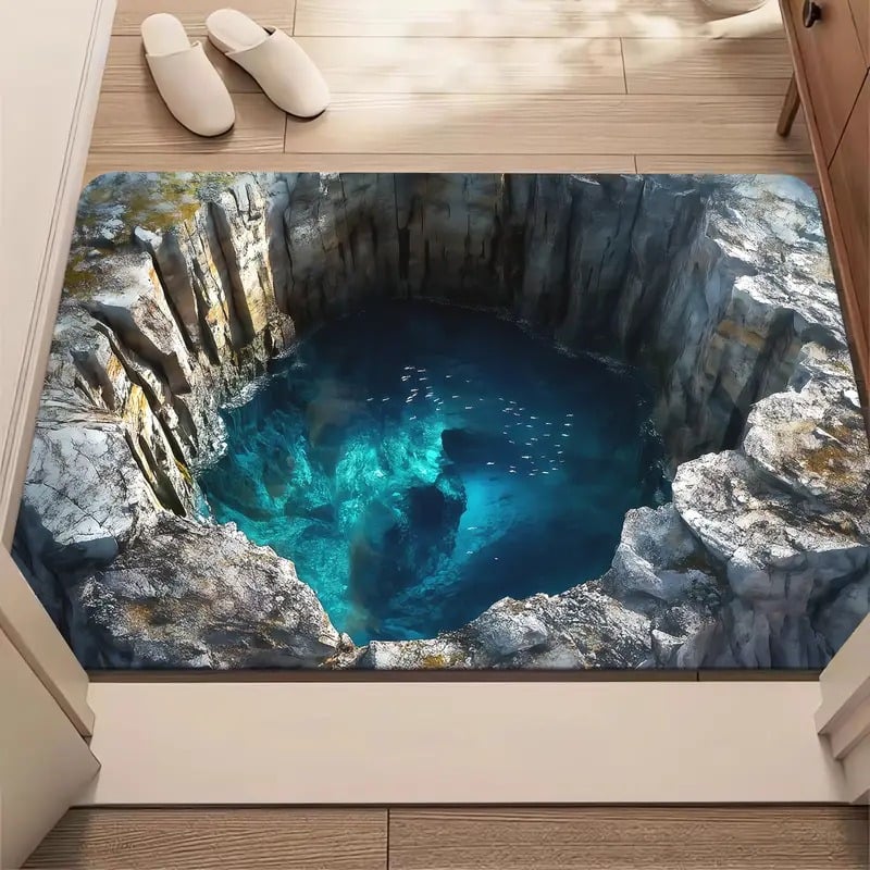 🔥Visual Illusion Endless Abyss Pattern HD Printed Non-Slip Doormat😃