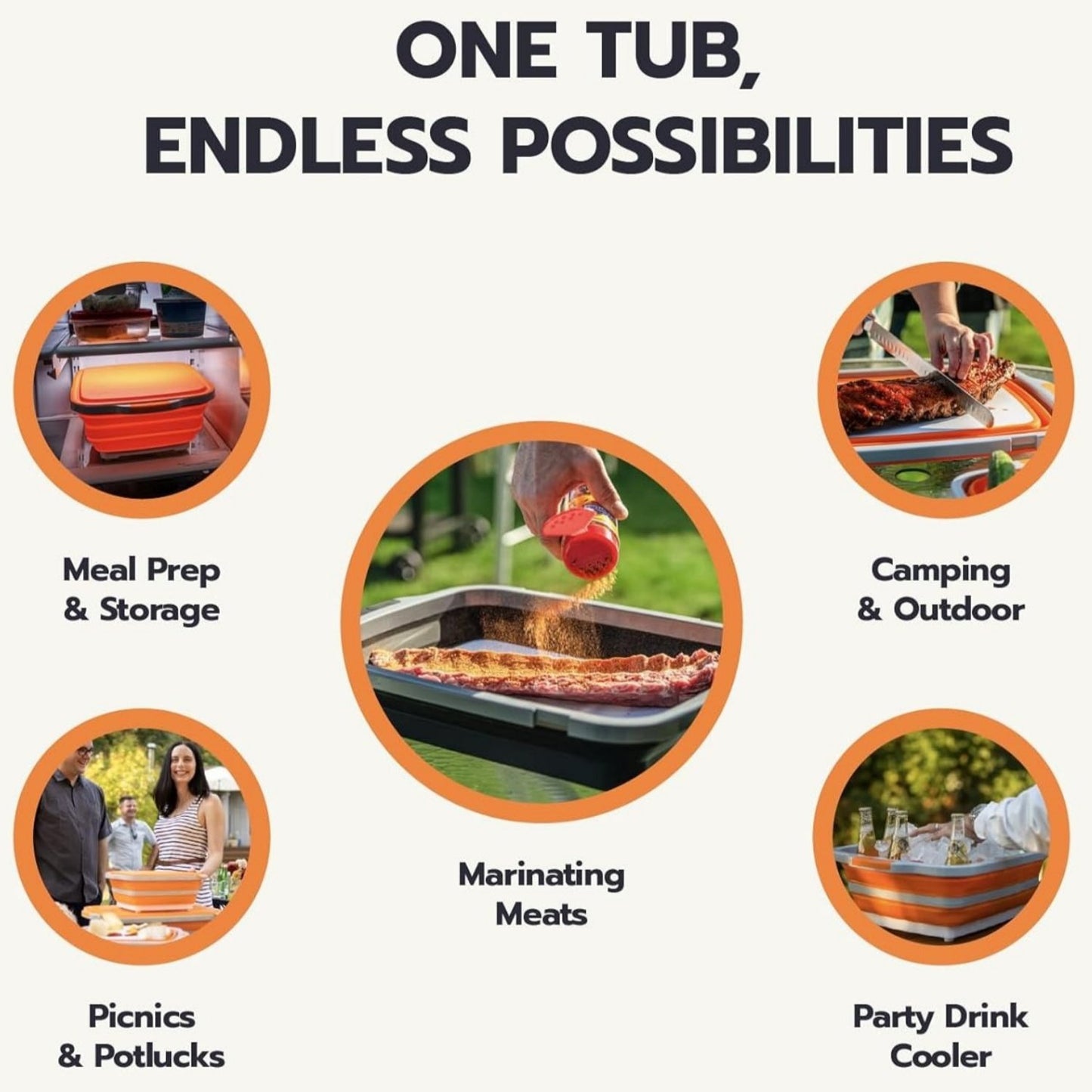 Today's Flash Sale⚡ 49% OFF🍗🥗BBQ & Meal Prep Tub | Collapsible Prep Tub🍖🏕️