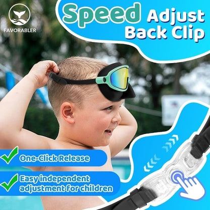 🏊‍♀️ Buy 1 Get 1 Free🏊‍♀️-HD children's large frame waterproof and anti-fog swimming goggles
