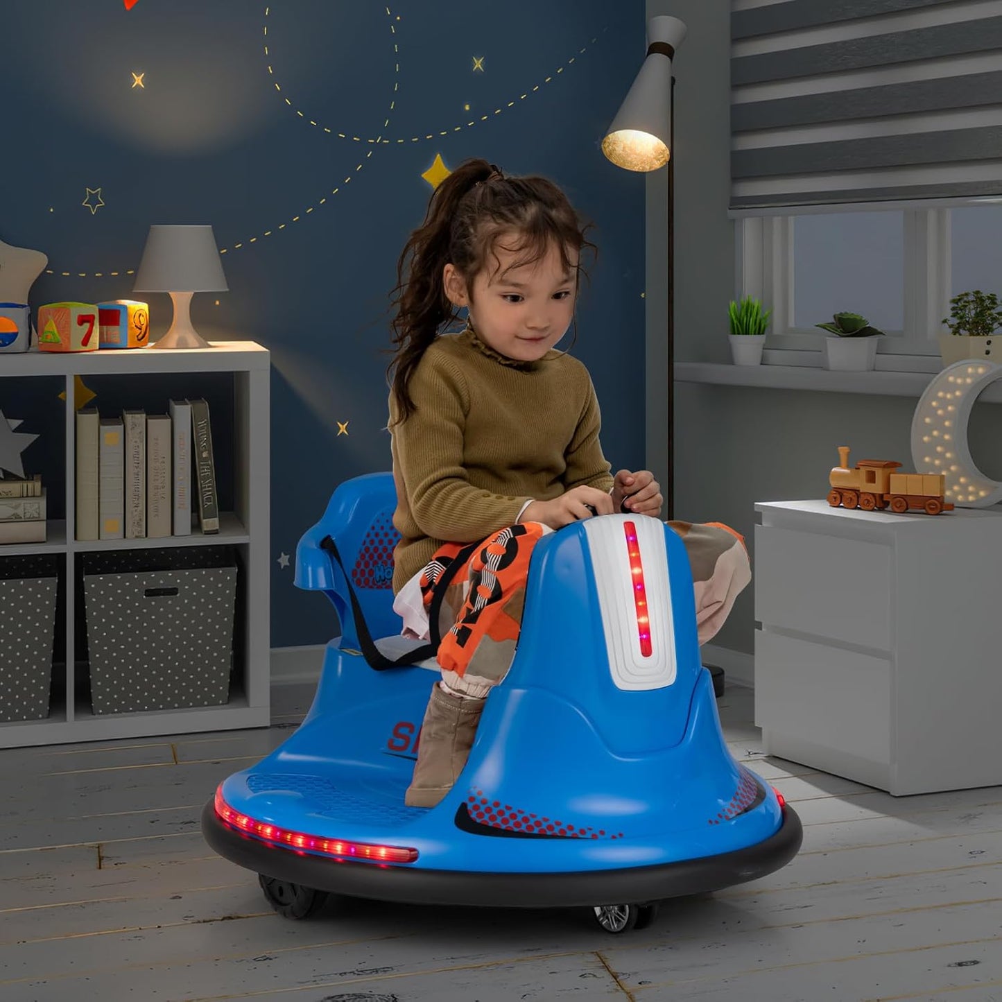 Costzon 12V Kids Ride On Bumper Car, Electric Bumper Car w/Dual Joysticks, Remote Control, 360° Spin, Slow Start Function, LED Lights & Fun Music, Adjustable Safety Belt, Soft Bumper (Pink)