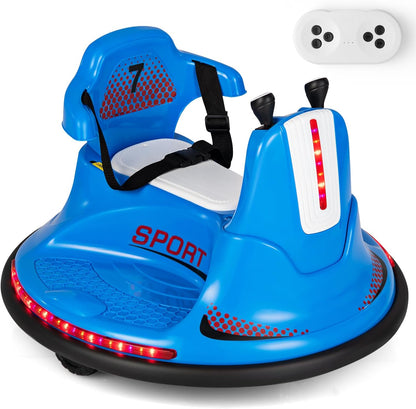 Costzon 12V Kids Ride On Bumper Car, Electric Bumper Car w/Dual Joysticks, Remote Control, 360° Spin, Slow Start Function, LED Lights & Fun Music, Adjustable Safety Belt, Soft Bumper (Pink)