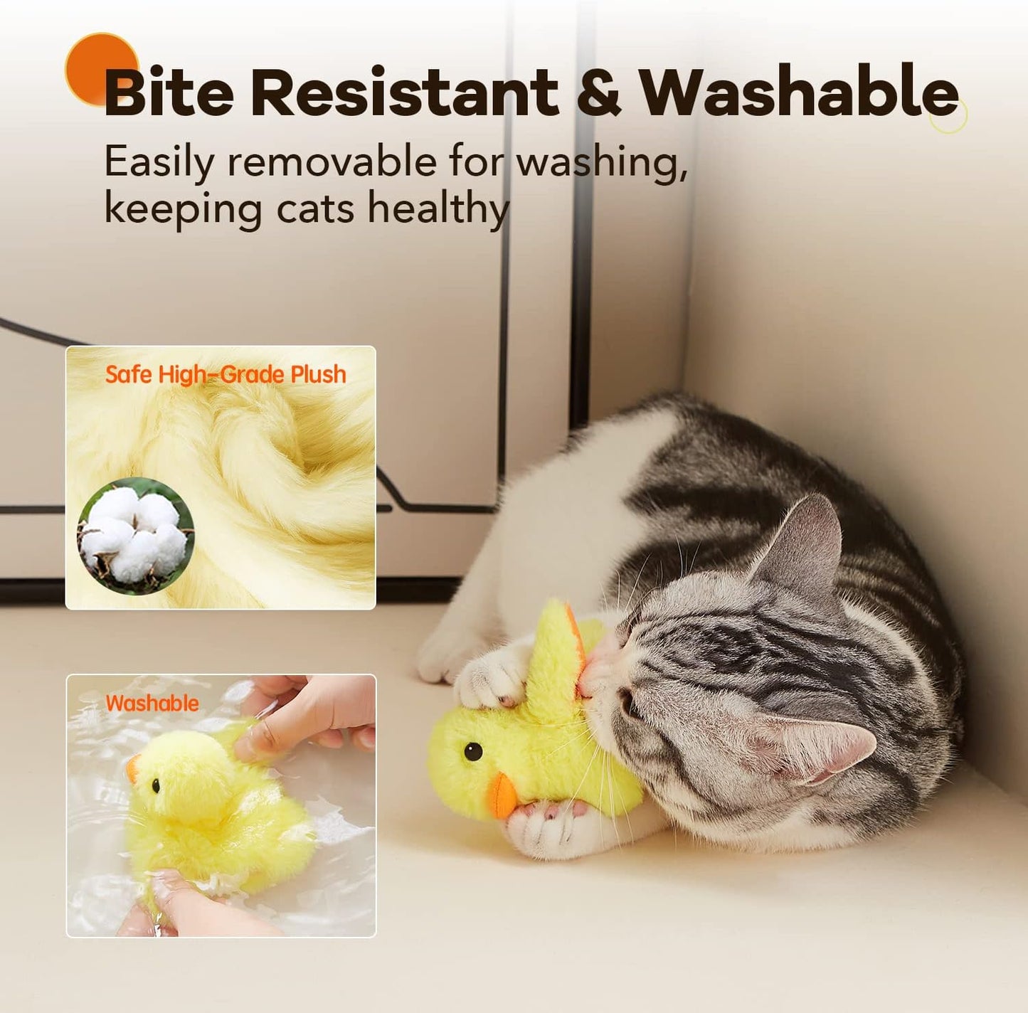Potaroma Cat Toys Rechargeable Flapping Bird Sparrow, Lifelike Chirp Tweet, Touch Activated Kitten Toy Interactive Cat Exercise Toys for All Breeds Cat Kicker Catnip Toys 4.0 Inches