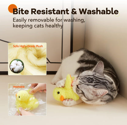 Potaroma Cat Toys Rechargeable Flapping Bird Sparrow, Lifelike Chirp Tweet, Touch Activated Kitten Toy Interactive Cat Exercise Toys for All Breeds Cat Kicker Catnip Toys 4.0 Inches