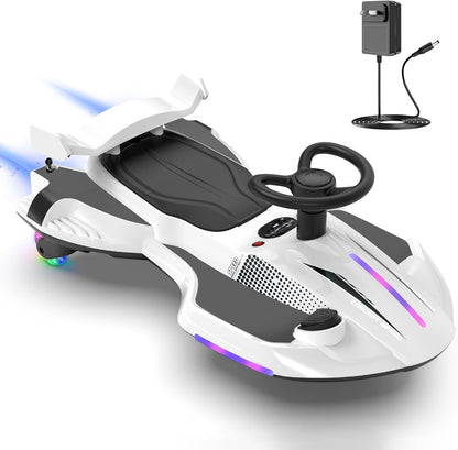 ⏰ LAST DAY 80% OFF  12V Electric Wiggle Car with Pedal for Kids, Rechargeable 2 in 1 Swing Car, Drifting Ride On Toys with Backrest, Anti-Rollover, Spray, Flashing Light, Music, for Ages 3 and Up (Pink)
