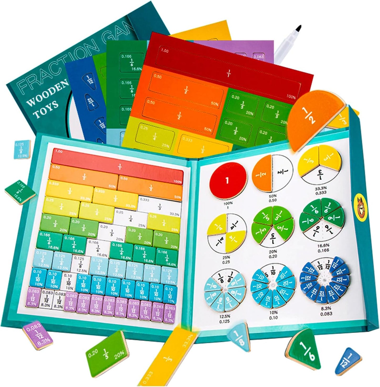Montessori Magnetic Fraction Book | Visual Math Learning Toy 🧮