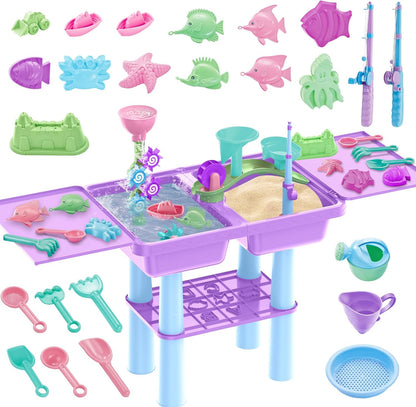2-in-1 Sand & Water Activity Table | 25-Piece Sensory Play Set 🏖️💦