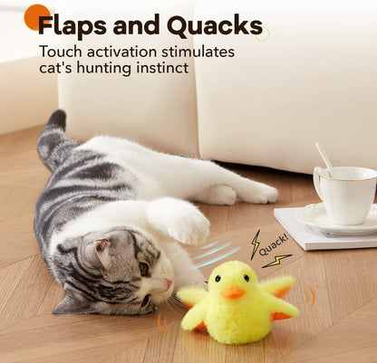 Potaroma Cat Toys Rechargeable Flapping Bird Sparrow, Lifelike Chirp Tweet, Touch Activated Kitten Toy Interactive Cat Exercise Toys for All Breeds Cat Kicker Catnip Toys 4.0 Inches