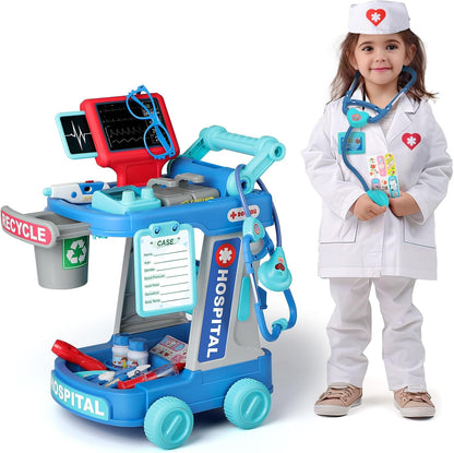 Kids Interactive Doctor Play Station | With Trolley, Stethoscope & Dress-Up 🩺