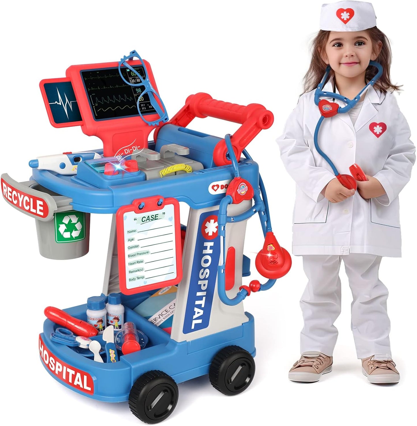 Kids Interactive Doctor Play Station | With Trolley, Stethoscope & Dress-Up 🩺