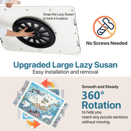 ⏰ LAST DAY 65% OFF 💥 1500 Pieces Rotating Plastic Puzzle Board with Drawers and Cover, 35"x27" Portable Spinning Jigsaw Puzzle Table for Adults, Upgraded Lazy Susan, Ideal Gift for Mum