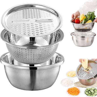 3-in-1 Multifunctional Stainless Steel Slicer – Grater, Chopper, & Julienne Slicer for Easy Meal Prep 🍏🍝🍕