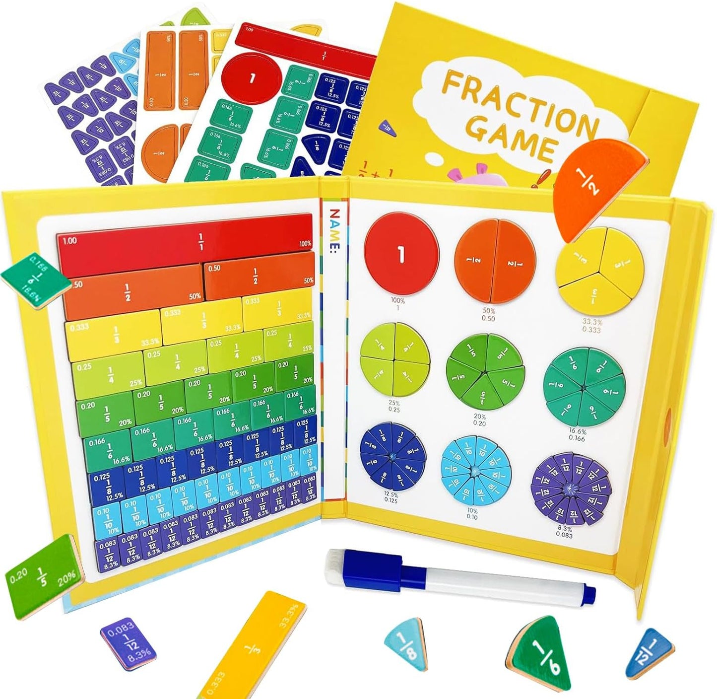 Montessori Magnetic Fraction Book | Visual Math Learning Toy 🧮