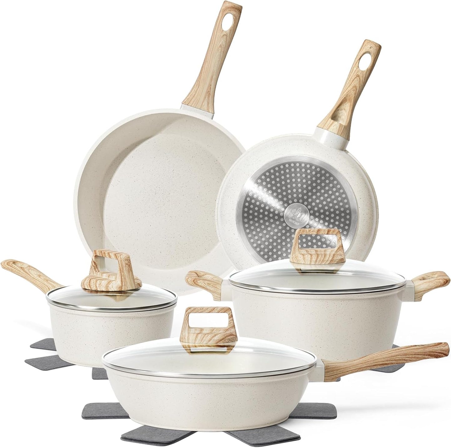 13-Piece Non-Stick Granite Cookware Set – Safe, Non-Toxic & Durable Pots & Pans Set for Healthier Cooking