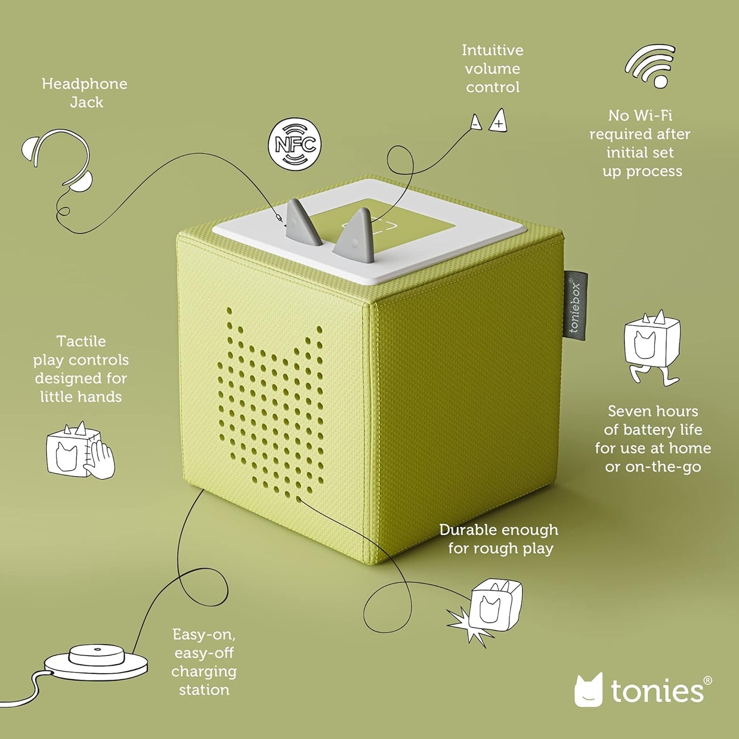 Toniebox 1 Audio Player Starter Set with Playtime Puppy - Listen, Learn, and Play with One Huggable Little Box - Light Blue