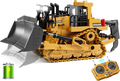 Remote Control Excavator Construction Toys for Boys, 2×1200mAh RC Construction Truck with Metal Shovel & Light, 11CH Excavator Toys for Boys 3-5 4-7 8-12 Year Old Kids Christmas Birthday Gift,120+Mins
