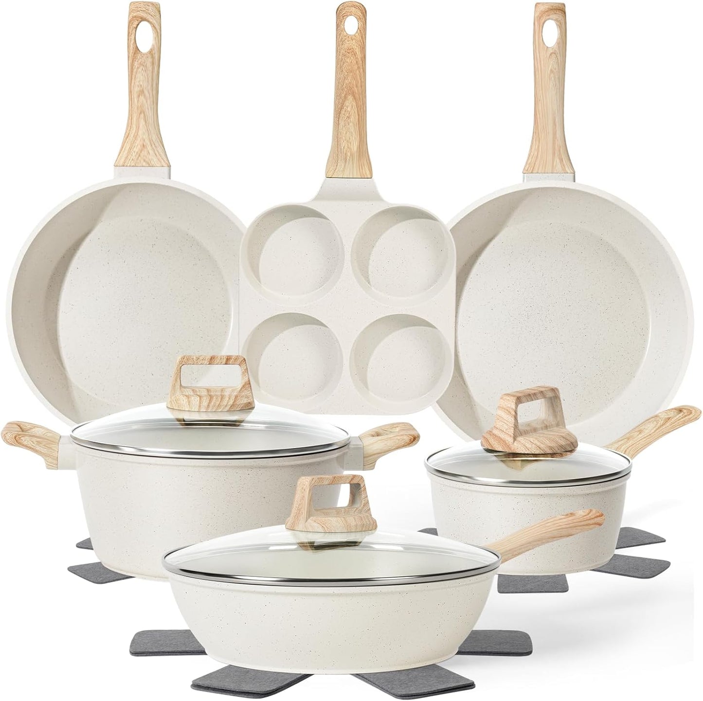 13-Piece Non-Stick Granite Cookware Set – Safe, Non-Toxic & Durable Pots & Pans Set for Healthier Cooking