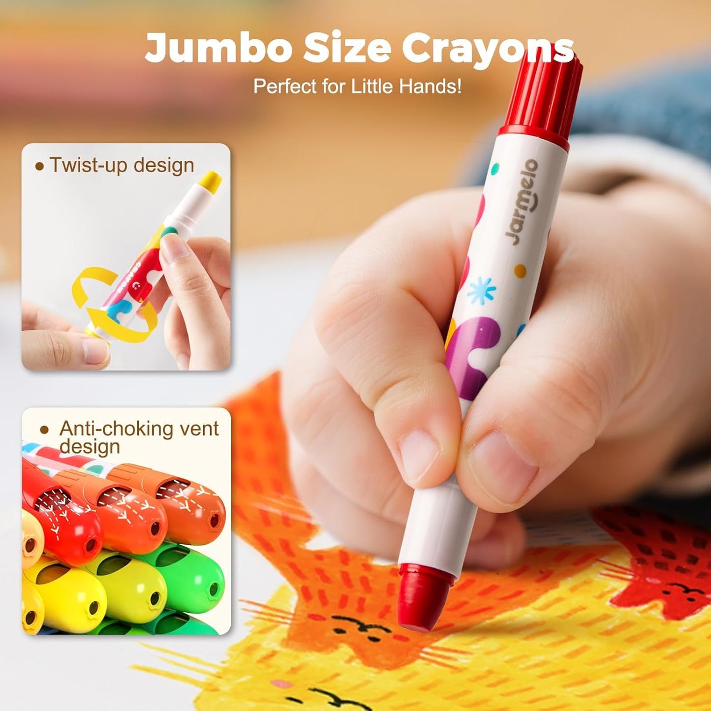 Jumbo Crayons for Toddlers, 36 Colors TwistJoy Non Toxic Washable Crayon🖍️