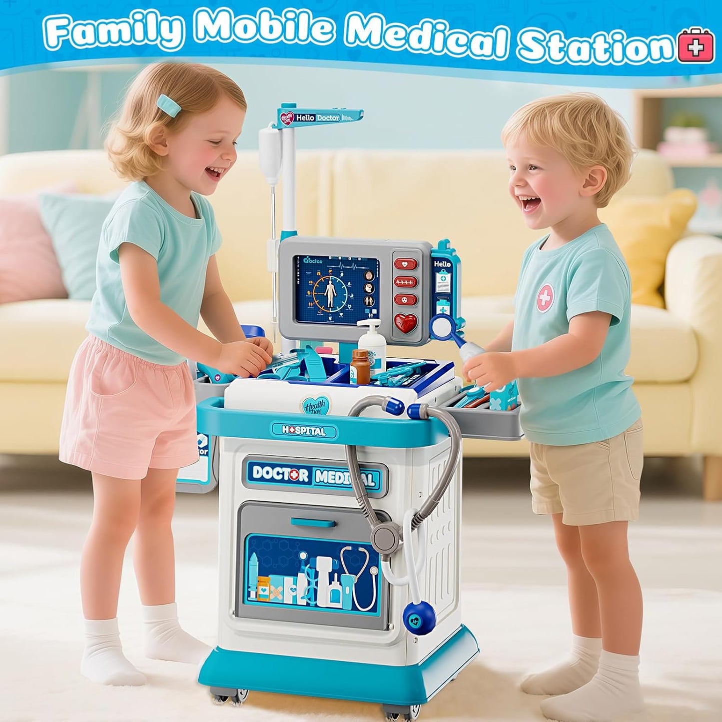 Kids Interactive Doctor Play Station | With Trolley, Stethoscope & Dress-Up 🩺