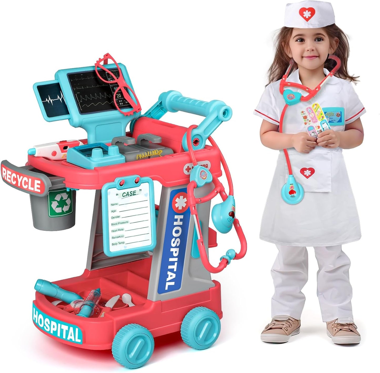 Kids Interactive Doctor Play Station | With Trolley, Stethoscope & Dress-Up 🩺