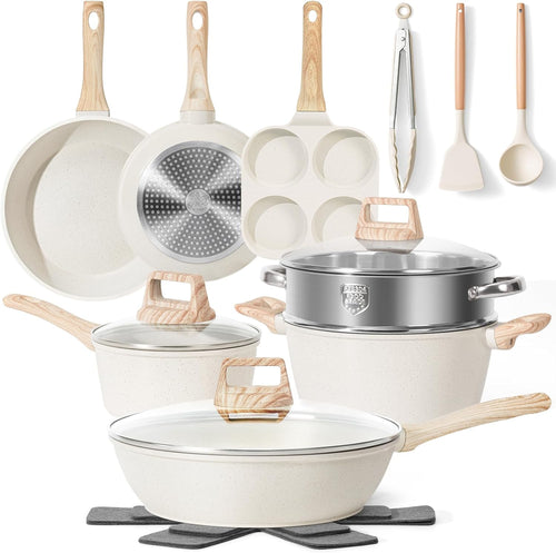13-Piece Non-Stick Granite Cookware Set – Safe, Non-Toxic & Durable Pots & Pans Set for Healthier Cooking