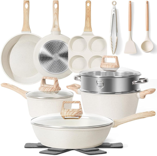 13-Piece Non-Stick Granite Cookware Set – Safe, Non-Toxic & Durable Pots & Pans Set for Healthier Cooking