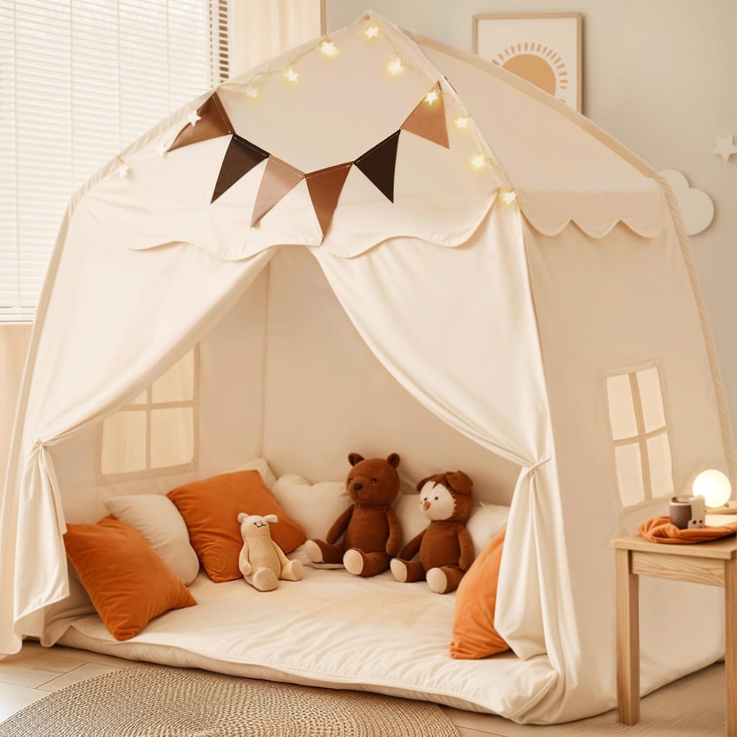 Extra Large Kids Play Tent with Star Lights & Flags ⛺✨