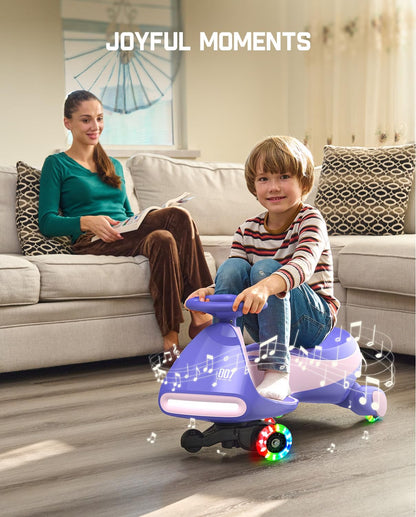 🎉Grand Opening – 50% Off!⏰️ N7 Classic Electric Wiggle Car with Pedal, Rechargeable Battery, Ride on Toys, Swing Car, 2 Speeds, Anti-Rollover, Flashing Light Wheels, Bluetooth, for Ages 3 and Up, 150 Lbs, Pink