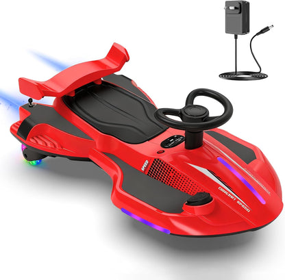 ⏰ LAST DAY 80% OFF  12V Electric Wiggle Car with Pedal for Kids, Rechargeable 2 in 1 Swing Car, Drifting Ride On Toys with Backrest, Anti-Rollover, Spray, Flashing Light, Music, for Ages 3 and Up (Pink)