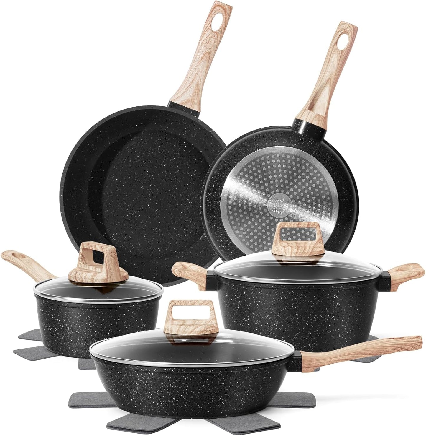 13-Piece Non-Stick Granite Cookware Set – Safe, Non-Toxic & Durable Pots & Pans Set for Healthier Cooking
