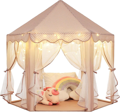 Princess Tent Girls Large Playhouse Kids Castle Play Tent with Star Lights Toy