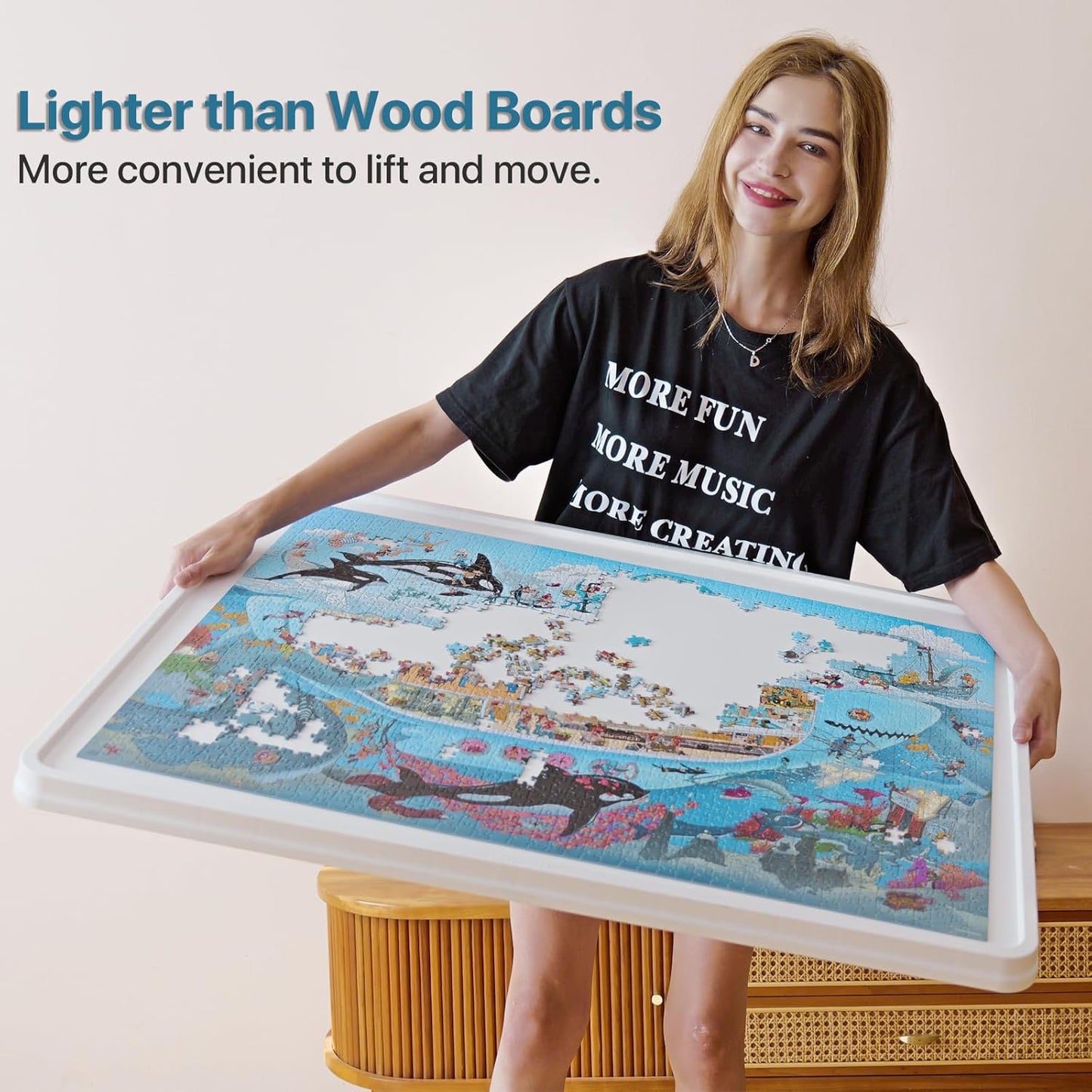 ⏰ LAST DAY 65% OFF 💥 1500 Pieces Rotating Plastic Puzzle Board with Drawers and Cover, 35"x27" Portable Spinning Jigsaw Puzzle Table for Adults, Upgraded Lazy Susan, Ideal Gift for Mum