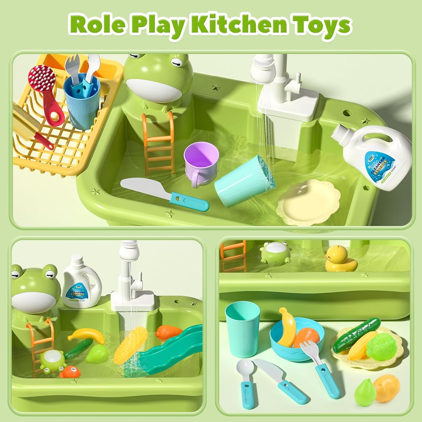 Kitchen Sink Toys with Upgraded Electric Faucet
