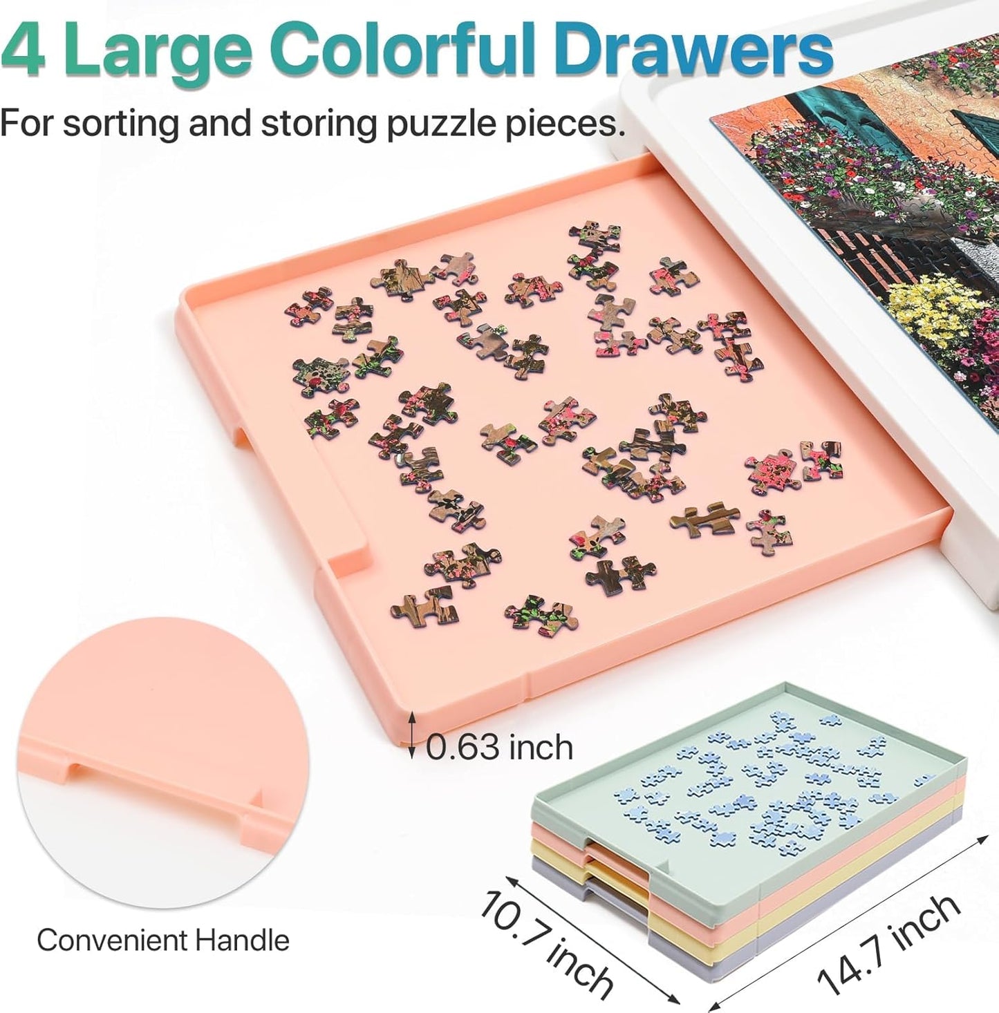 ⏰ LAST DAY 65% OFF 💥 1500 Pieces Rotating Plastic Puzzle Board with Drawers and Cover, 35"x27" Portable Spinning Jigsaw Puzzle Table for Adults, Upgraded Lazy Susan, Ideal Gift for Mum