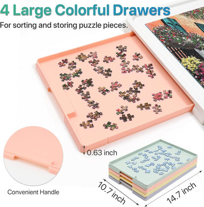 ⏰ LAST DAY 65% OFF 💥 1500 Pieces Rotating Plastic Puzzle Board with Drawers and Cover, 35"x27" Portable Spinning Jigsaw Puzzle Table for Adults, Upgraded Lazy Susan, Ideal Gift for Mum