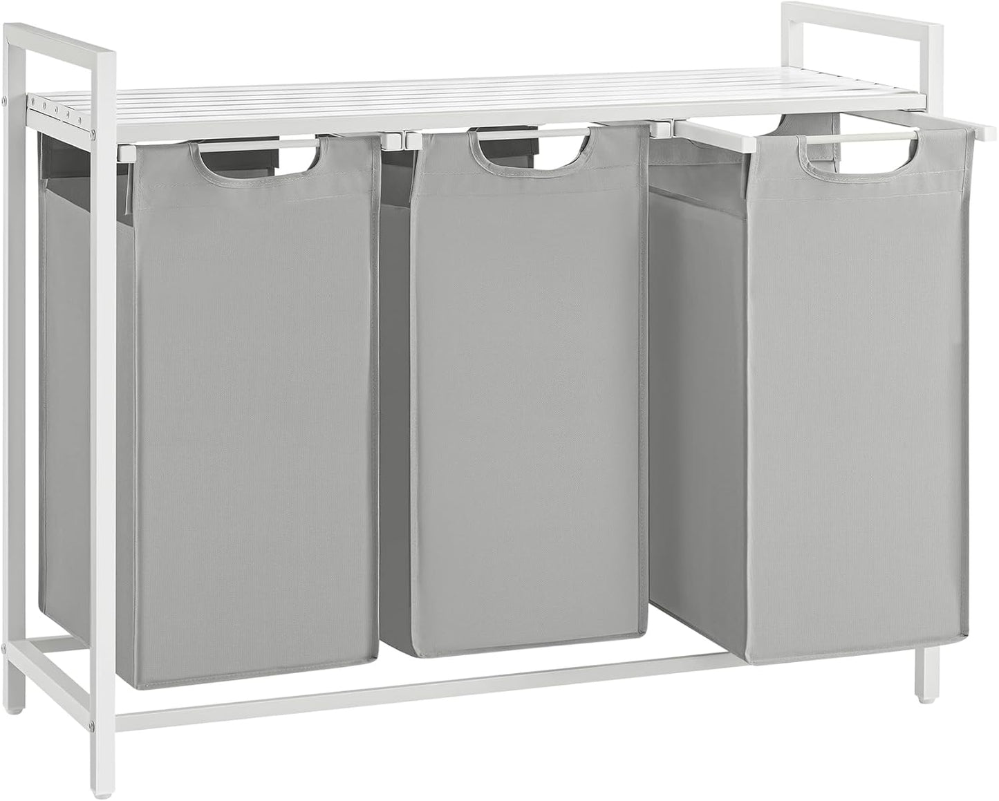 2-Compartment Laundry Hamper with Shelf - 92L Large Capacity Sorter with Removable Bags