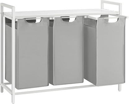 2-Compartment Laundry Hamper with Shelf - 92L Large Capacity Sorter with Removable Bags