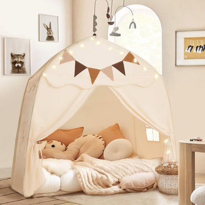 Extra Large Kids Play Tent with Star Lights & Flags ⛺✨