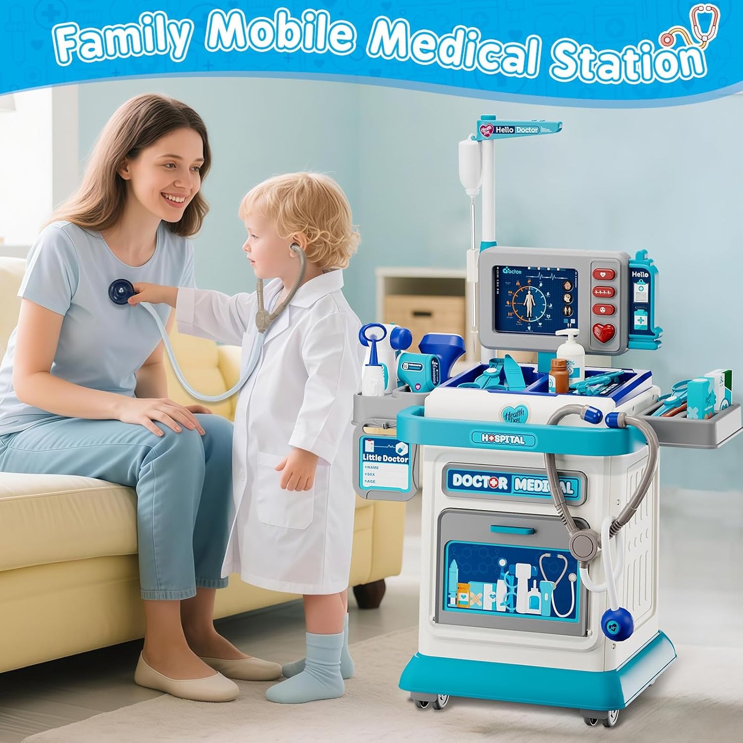 Kids Interactive Doctor Play Station | With Trolley, Stethoscope & Dress-Up 🩺